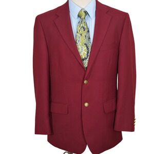 Stafford‎ Essentials Blazer Men 40R Maroon Gold Buttons Executive Career Jacket